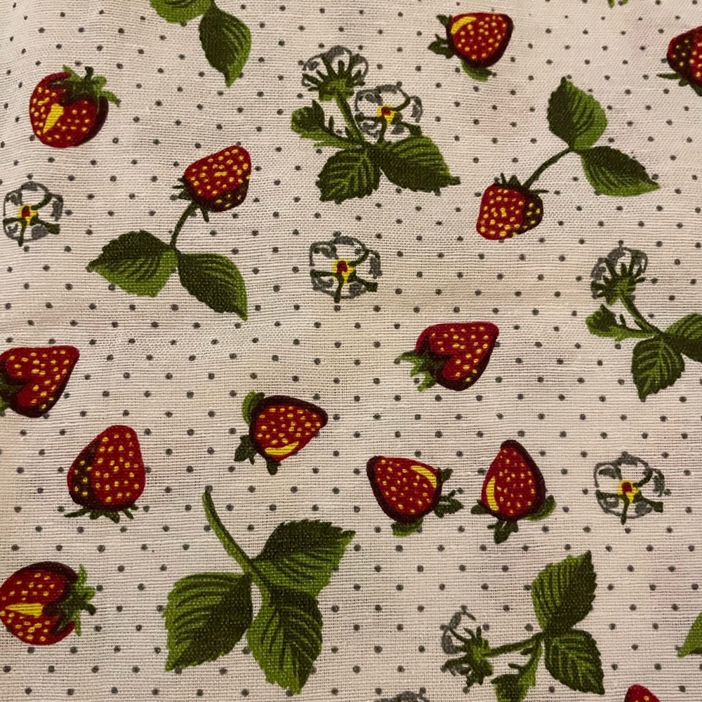 Strawberry Polka Dot Kitchen Curtain 3.pc set- Cottage theme/ Cottage core